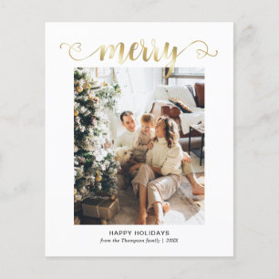 Papier BUDGET Coeur or Joyeux script photo Noël
