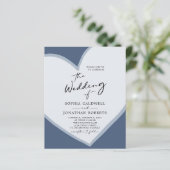 Papier Budget Coeur romantique QR Code Dusty Mariage bleu (Debout devant)
