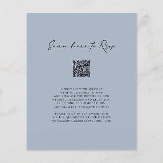 Papier Budget Coeur romantique QR Code Dusty Mariage bleu (Dos)