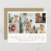 Papier Budget Coeur Script Or Noël 5 Photo Holiday (Devant / Derrière)