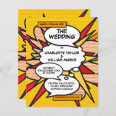 Papier Budget Comic Book Pop Art Faire-part de mariage (Devant / Derrière)