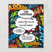 Papier Budget Comic Book Pop Art Faire-part de mariage (Devant)