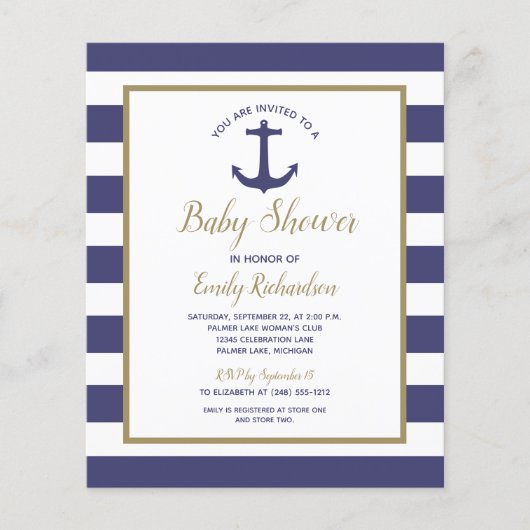 Papier Budget Conduite Nautique Par Invitation Baby showe (Devant)