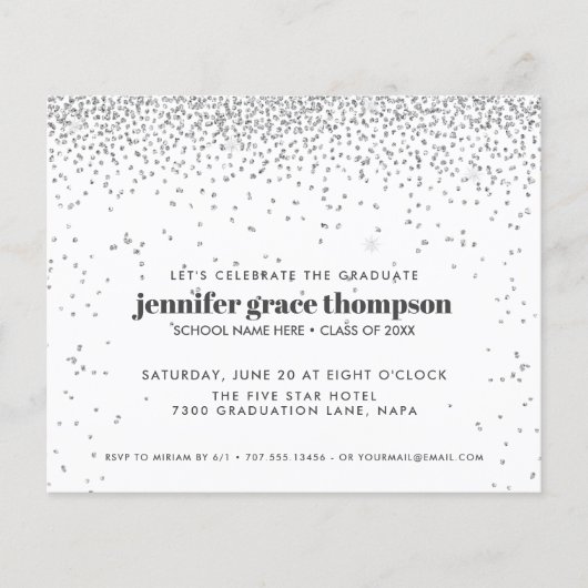 Papier BUDGET Confetti Silver White Graduation Party (Devant)