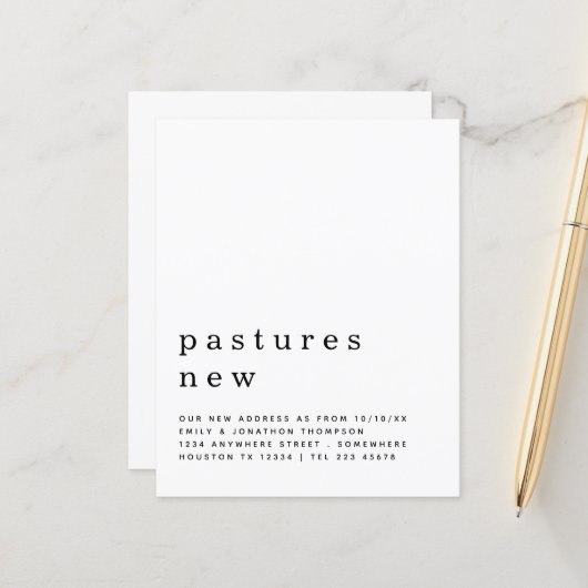 Papier Budget Contemporary Moving New Address Details (Devant/Arrière en situation)