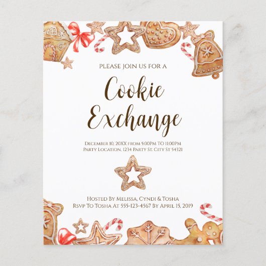 Papier Budget Cookie Exchange Fête Invitations (Devant)