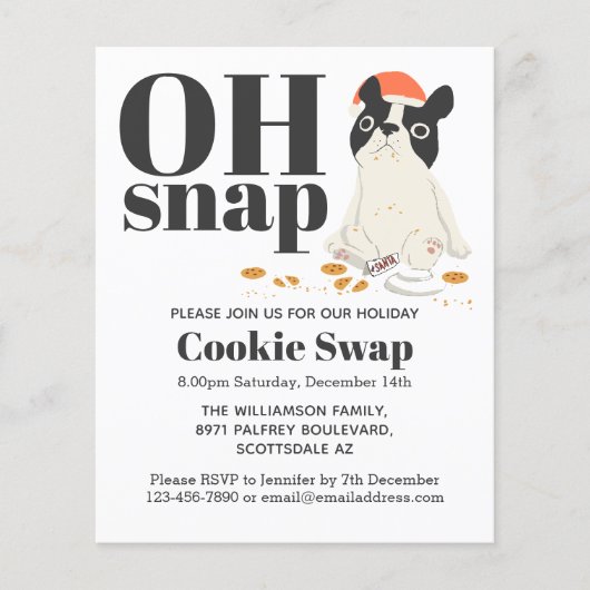 Papier Budget Cookie Swap Puppy et Cookies Invitation (Devant)
