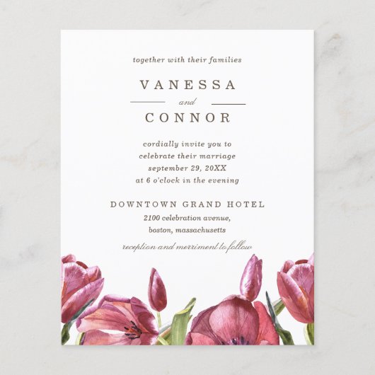 Papier BUDGET Coquelicots Rouges Élégant Mariage Floral B (Devant)