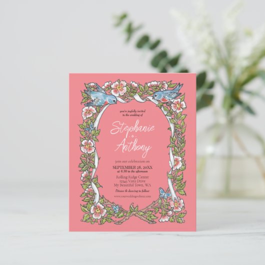 Papier Budget Coral Fleur sauvage Bird Floral Mariage fro (Debout devant)