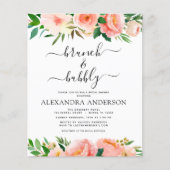 Papier Budget Coral Peach Brunch & Bubbly Fête des mariée (Devant)