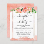 Papier Budget Coral Peach Brunch & Bubbly Fête des mariée (Devant / Derrière)