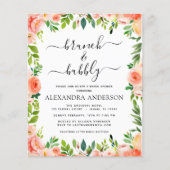 Papier Budget Coral Peach Brunch & Bubbly Fête des mariée (Devant)