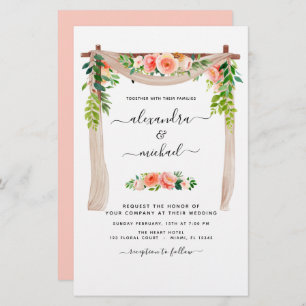 Papier Budget Coral Peach Floral Arc Mariage