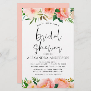 Papier Budget Coral Peach Floral Bridal Show Invitation