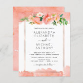 Papier Budget Coral Peach Floral Faire-part de mariage (Devant / Derrière)