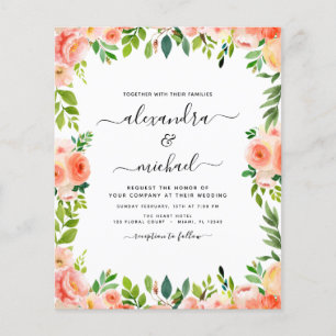 Papier Budget Coral Peach Photo Floral Greenery Mariage