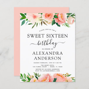 Papier Budget Coral Pêche Sweet sixteen Floral