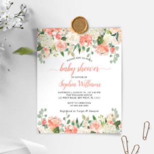 Papier Budget Coral & Rose Baby shower Invitation