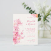 Papier Budget Coral Rose Cherry Blossom Wedding Invite (Debout devant)