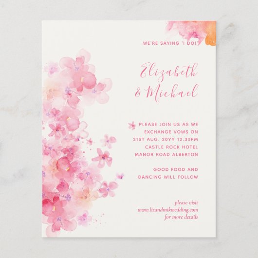 Papier Budget Coral Rose Cherry Blossom Wedding Invite (Devant)