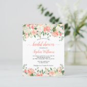 Papier Budget Coral & Rose Rose nuptiale Invitation (Debout devant)