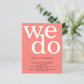 Papier BUDGET Coral Rose Texte QR Code Mariage Invitation (Debout devant)