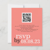 Papier BUDGET Coral Rose Texte QR Code Mariage Invitation (Dos)