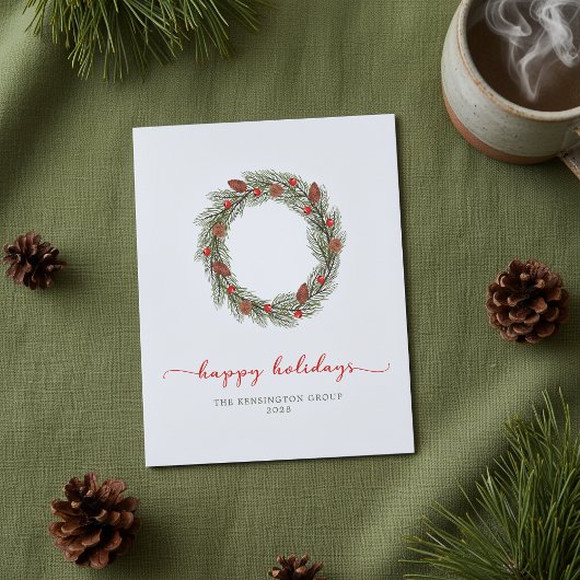 Papier Budget Corporate Happy Holidays Wreath