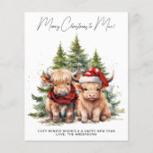 Papier Budget Cosy Highland Cow Calf Farm Joyeux Noël (Devant)