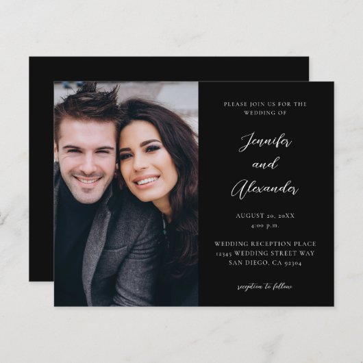 Papier Budget Côté Photo Mod El Calligraphie Mariage Noir (Devant / Derrière)