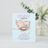 Papier BUDGET Couples Baby shower Cute Owls Woodland Inv. (Debout devant)