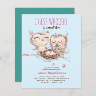 Papier BUDGET Couples Baby shower Cute Owls Woodland Inv.