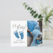 Papier Budget Couples de pieds bleus Baby shower Invitati (Debout devant)