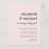 Papier Budget Couples Roses Bébé Fille Douche Invitation (Devant)