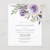 Papier Budget Couples Roses violets Invitation douche (Devant)
