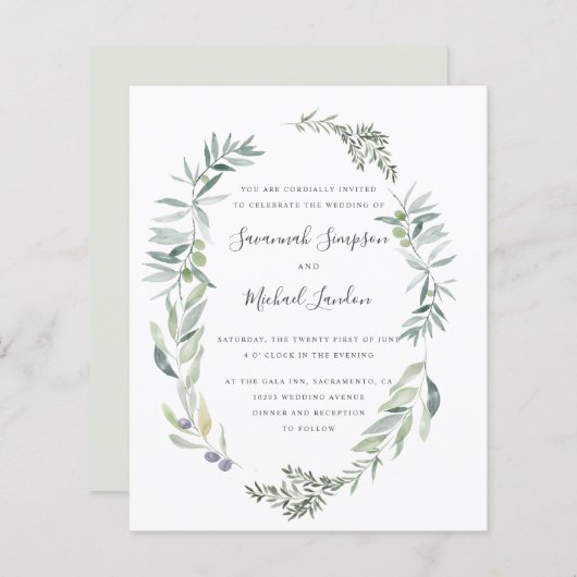 Papier BUDGET - Couronne de mariage avec un bel olivier e (Devant / Derrière)