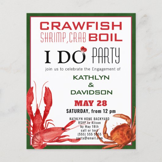 Papier BUDGET Crawfish Fiançailles 4 Invitation photo (Devant)
