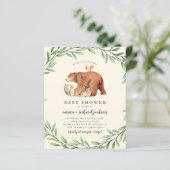 Papier Budget Cream Green Forest Animaux Baby shower (Debout devant)
