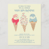 Papier Budget Crème glacée Cone 18e anniversaire Invitati (Devant)