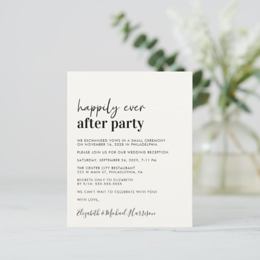 Papier Budget Crème QR Code Mariage Réception Invitation (Debout devant)