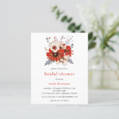 Papier Budget Crème rouge Florales Bridal Shower Invitati (Debout devant)