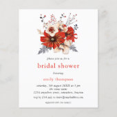 Papier Budget Crème rouge Florales Bridal Shower Invitati (Devant)