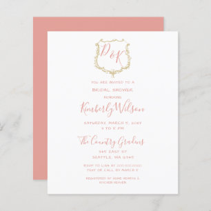 Papier Budget Crest Gold Blush Invitation à la douche nup