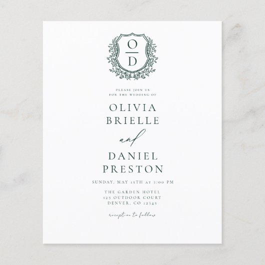 Papier Budget Crest Monogramme Mariage QR Code Invitation (Devant)