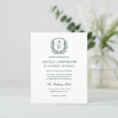Papier Budget Crest Monogramme Mariage QR Code Invitation (Debout devant)