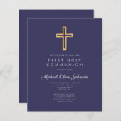 Papier Budget Croix Religieuse Bleue Boy Première Communi (Devant / Derrière)