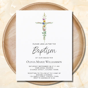 Papier Budget Cross Floral Baptism