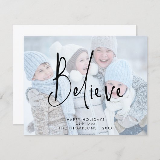 Papier Budget Croyez Script Nom de la photo Année Noël (Devant / Derrière)