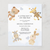 Papier Budget Cudly Jouets Cute Baby shower Invitation (Devant)