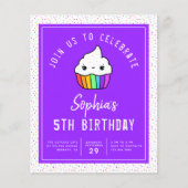 Papier Budget Cupcake Invitation de fête d'anniversaire d (Devant)